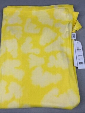 525 America Neon Yellow Cloud Print Oversized Cotton Wrap Scarf Shawl NWT